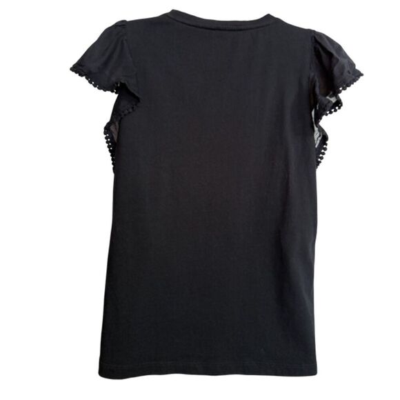 Kate Spade Broom Street Black Flutter Fringe Sleeve Top Size S - Picture 5 of 8